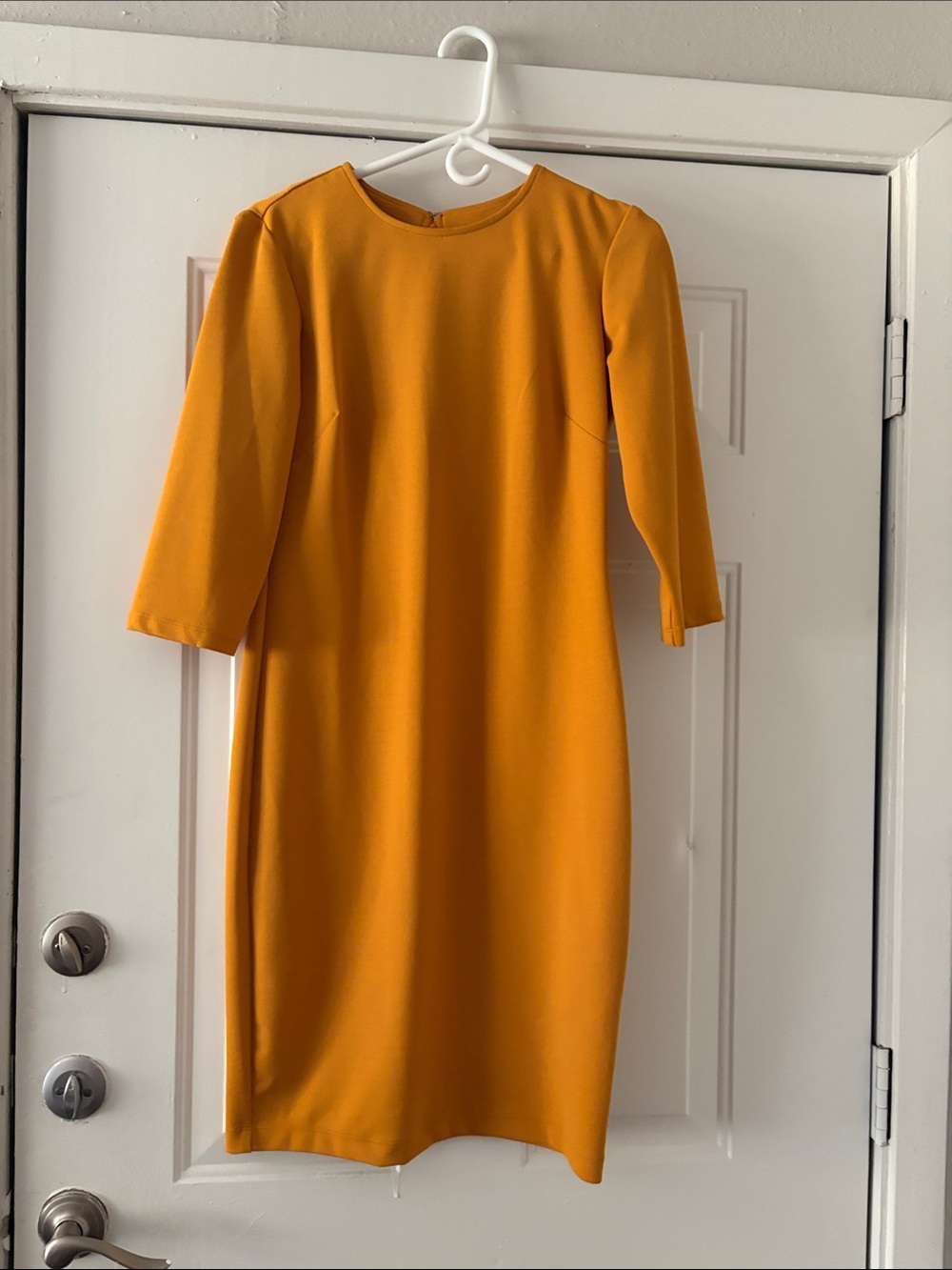 MARINA Mustard Long Sleeve Sheath Dress